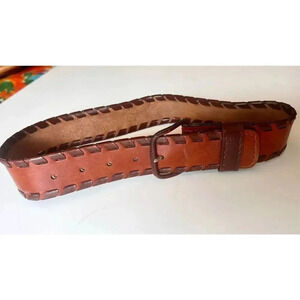 Vintage‎ Brighton Brown Tan Leather Vinyl Men’s Belt 31” Length